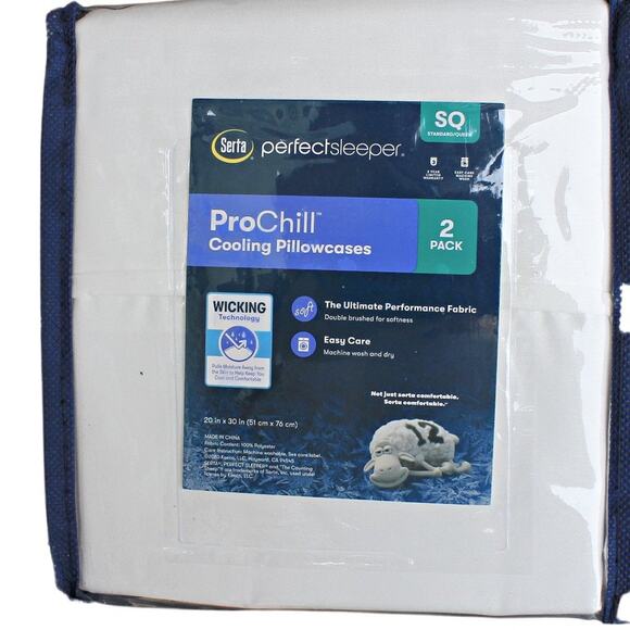 Serta Pro Chill Pillowcases Set of 2 Standard Queen White - Picture 1 of 6